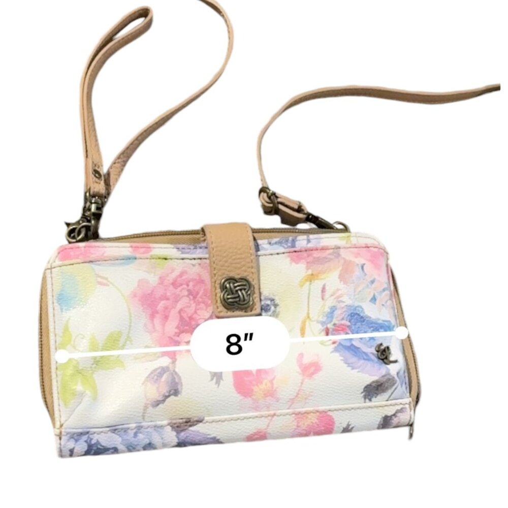 Elliott Lucca Large Phone Wristlet Wallet Crossbody‎ White Floral - Picture 10 of 11